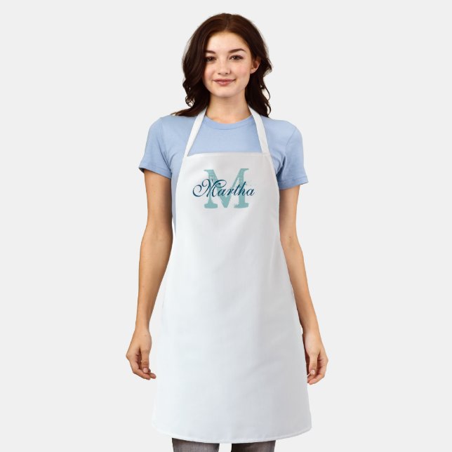 Elegant typography custom monogram medium kitchen apron (Worn)