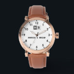 Elegant typography custom name wristwatch Romantic<br><div class="desc">Couple’s Names with Initials & Wedding Date – A Timeless Keepsake Celebrate love with this Personalized Couple’s Names Watch, a beautifully crafted custom timepiece designed to commemorate special moments. Featuring your custom names, initials, and wedding date, this elegant watch is a sentimental keepsake for weddings, anniversaries, or romantic occasions. With...</div>