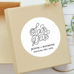 Elegant Typography Custom Wedding Save the Date Classic Round Sticker