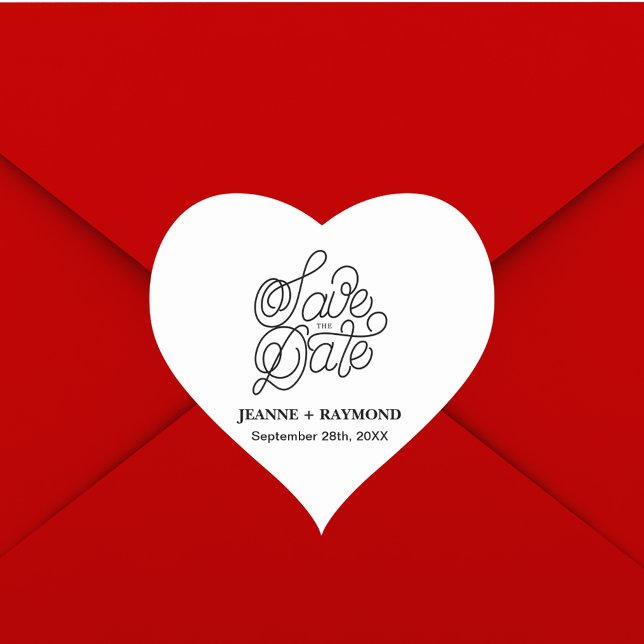 Elegant Typography Custom Wedding Save the Date Heart Sticker (Creator Uploaded)