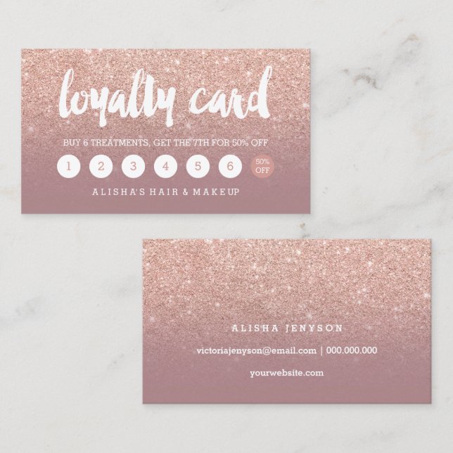 elegant typography dusty rose gold loyalty card (Front/Back)