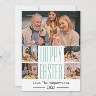 elegant Typography Easter family Five photo  Holiday Card