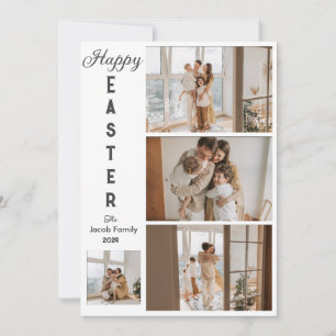 Elegant Typography Easter Family photo collage Holiday Card
