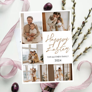Elegant Typography Easter Family Photo Collage Holiday Card