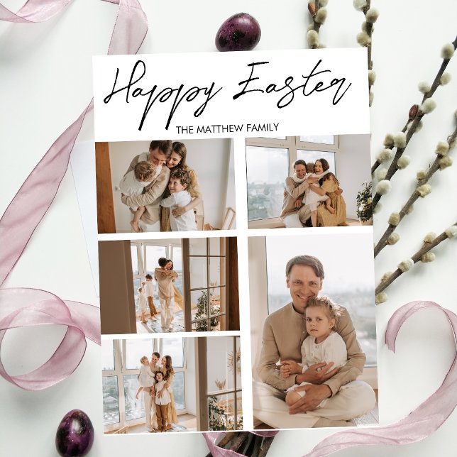 elegant typography easter family photo collage holiday card (Creator Uploaded)