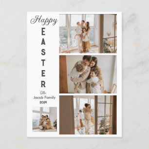 Elegant Typography Easter Family photo collage  Holiday Postcard