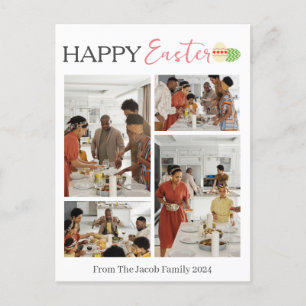 Elegant Typography Easter Family photo collage Holiday Postcard