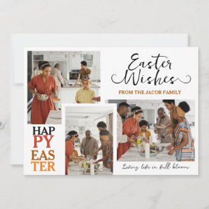 elegant Typography Easter family three photo  Holiday Card