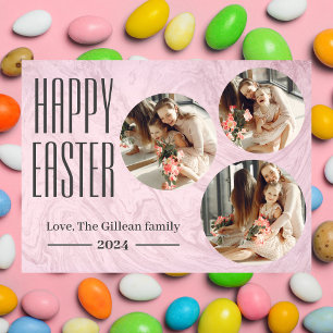 elegant Typography Easter family three photo  Holiday Card