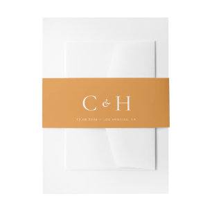 Elegant Typography Fall Orange Wedding Monogram Invitation Belly Band