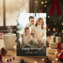 Elegant Typography Family Holiday Photo Card