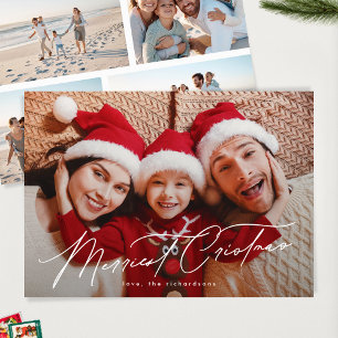 Elegant Typography FIVE Photo Merry Christmas Holiday Card