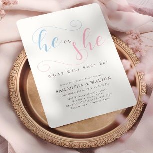 Elegant typography Gender Reveal Party Invitation