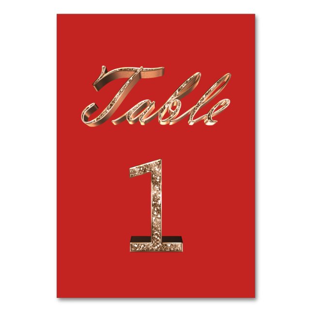 Elegant Typography Gold Table Card Number 1 (Front)