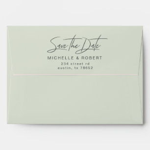 Elegant Typography Green Save the Date Envelope