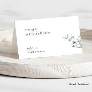 Elegant Typography Green Wedding Place Cards