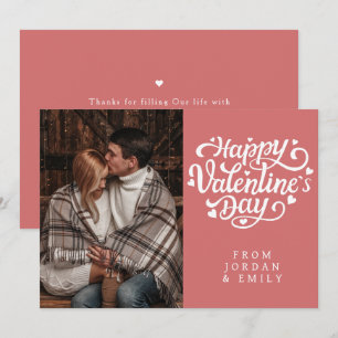 Elegant Typography Happy Valentine's Day 1 Photo Holiday Card