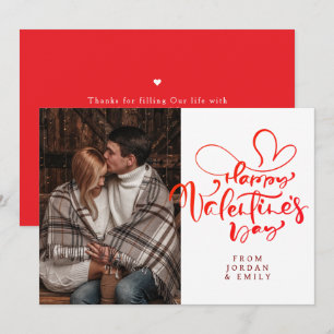 Elegant Typography Happy Valentine's Day 1 Photo Holiday Card