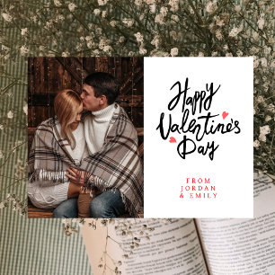 Elegant Typography Happy Valentine's Day 1 Photo Holiday Card