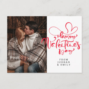 Elegant Typography Happy Valentine's Day 1 Photo Holiday Postcard