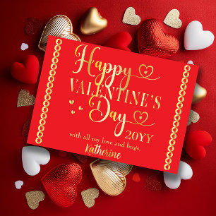 Elegant Typography Happy Valentine's Day Stamped Foil Holiday Card