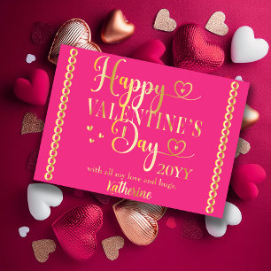 Elegant Typography Happy Valentine's Day Stamped Foil Holiday Card