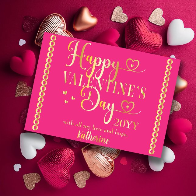 Elegant Typography Happy Valentine's Day Stamped Foil Holiday Card (Elegant Typography "Happy Valentine's Day" Stamped Foil Valentine's Holiday Card)