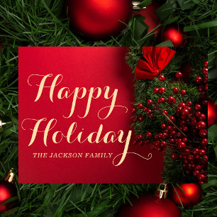 Elegant Typography l Red Holiday Christmas Card