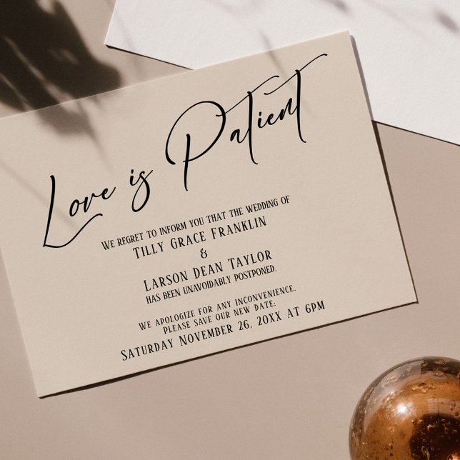 Elegant Typography Love is Patient Cream Card (Creator Uploaded)