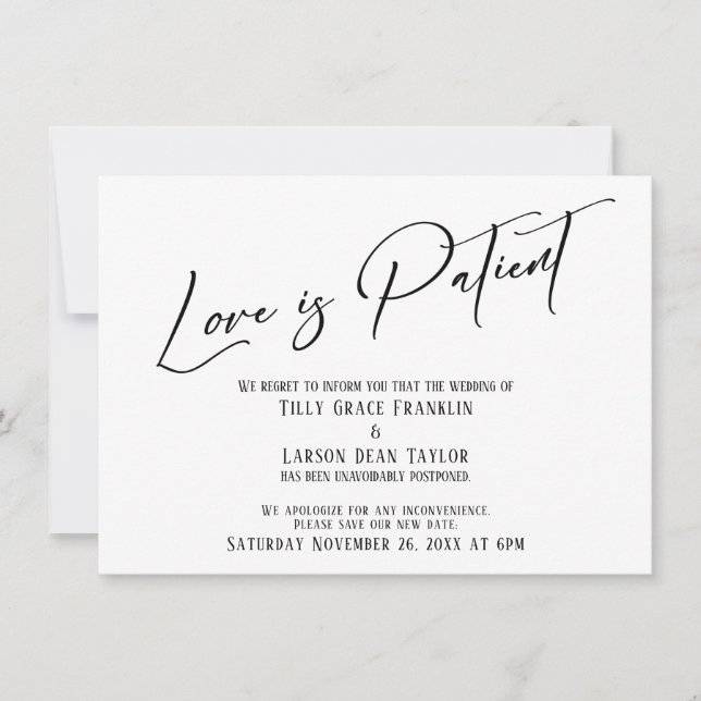 Elegant Typography Love is Patient Simple Card (Front)
