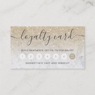 elegant typography marble champagne glitter ombre loyalty card
