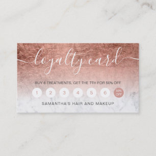 elegant typography marble rose gold foil ombre loyalty card