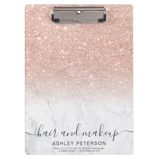 elegant typography marble rose gold glitter ombre clipboard (Front)
