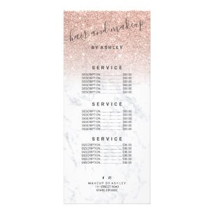 elegant typography marble rose gold glitter ombre rack card