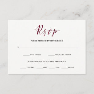 Elegant Typography Marsala RSVP with Meal Choice