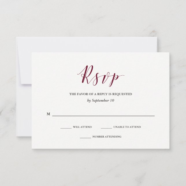 Elegant Typography | Marsala Wedding RSVP Card (Front)