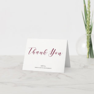 Elegant Typography Marsala Wedding Thank You