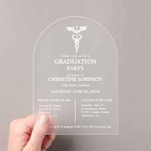 Elegant Typography Medical school Graduation Acrylic Invitations