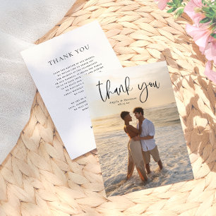 Elegant Typography Minimal Photo Wedding Thank You Card