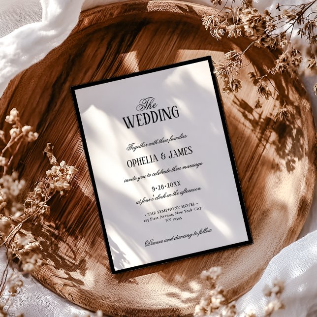 Elegant Typography Modern Black & White Wedding Invitation (Creator Uploaded)