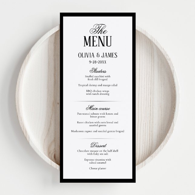Elegant Typography Modern Black & White Wedding Menu (Creator Uploaded)