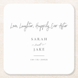 Elegant Typography: Modern"Love wedding napkins Square Paper Coaster