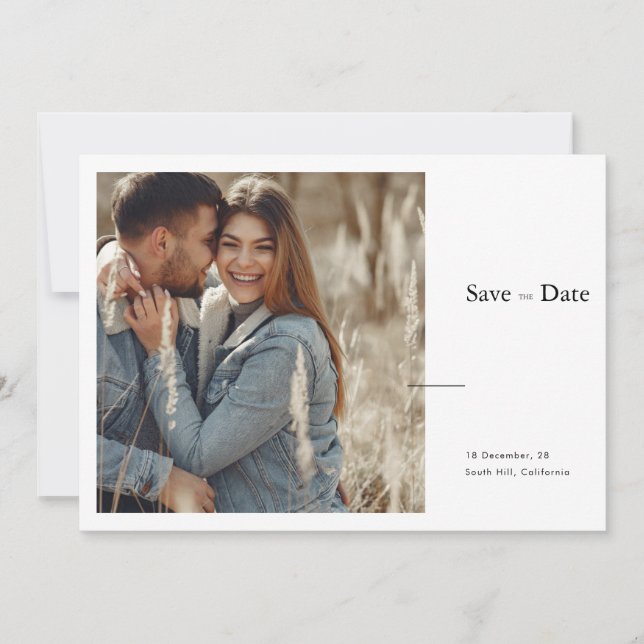 Elegant Typography Modern Minimalist Photo Save The Date (Front)