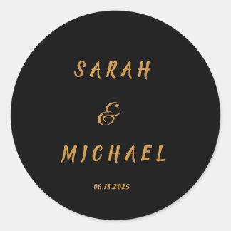 Elegant Typography Modern Wedding Classic Round Sticker
