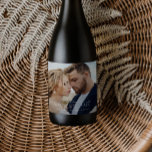 Elegant typography modern wedding landscape photo sparkling wine label<br><div class="desc">Elegant typography modern wedding landscape photo announcement</div>