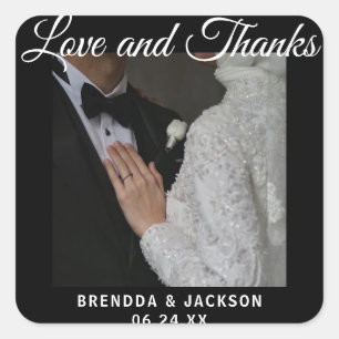 Elegant typography modern wedding landscape photo  square sticker
