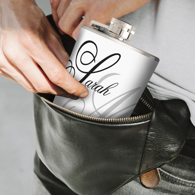 Elegant Typography Monogram Hip Flask (Creator Uploaded)