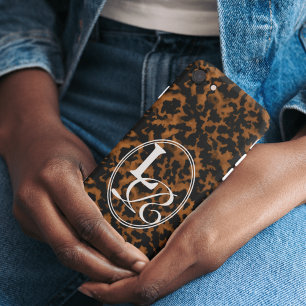 Elegant Typography Monogram Tortoise Shell  iPhone 15 Case