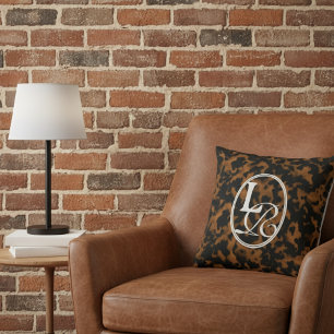 Elegant Typography Monogram Tortoise Shell Cushion