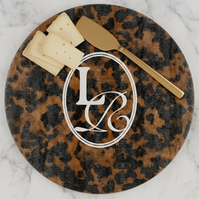 Elegant Typography Monogram Tortoise Shell  Cutting Board (Add a touch of chic charm with this Elegant Typography Monogram Tortoise Shell Cutting Board!)